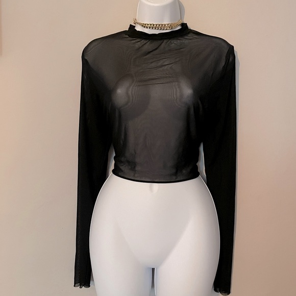 Tops - SEE THROUGH CROP TOP